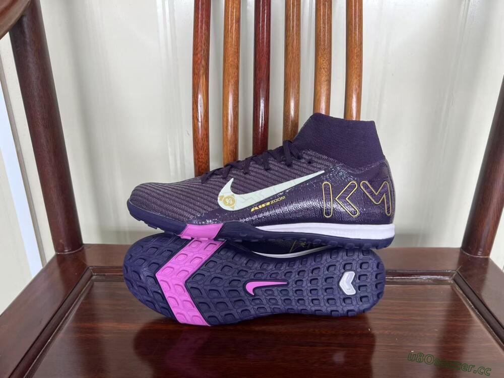 Unisex Nike Air Zoom Mercurial Superfly 10 Elite TF Artificial Turf High-Tops Football Shoes - Purple/White/Gold