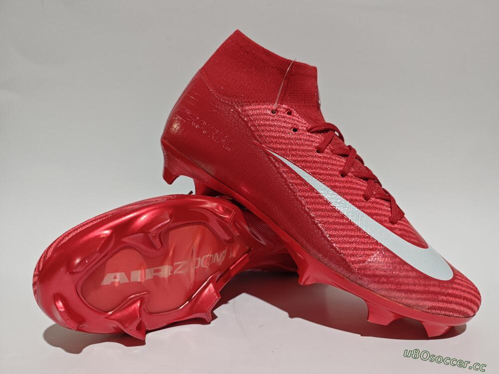 Men's Nike Air Zoom Mercurial Superfly 10 Elite FG Firm Ground High-Tops Football Boots - Red/White