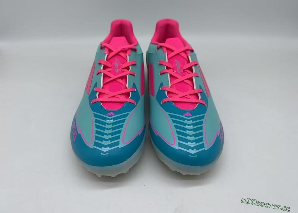 Men's Adidas F50 Pro TF Artificial Turf Low-Tops Football Shoes - Jade/Pink/White