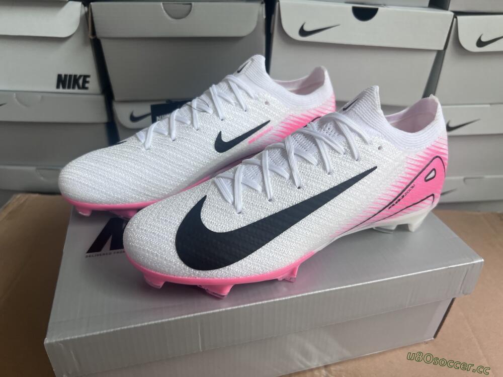 Men's Nike Air Zoom Mercurial Vapor 16 Elite FG Firm Ground Low-Tops Football Boots - White/Black/Pink