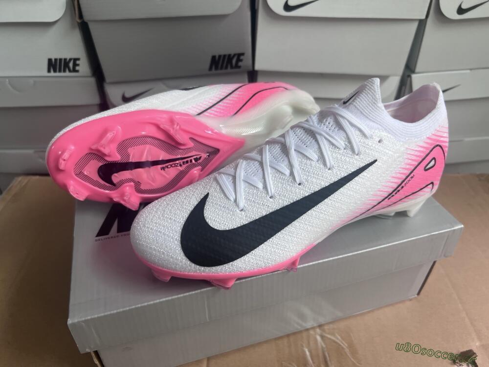 Men's Nike Air Zoom Mercurial Vapor 16 Elite FG Firm Ground Low-Tops Football Boots - White/Black/Pink