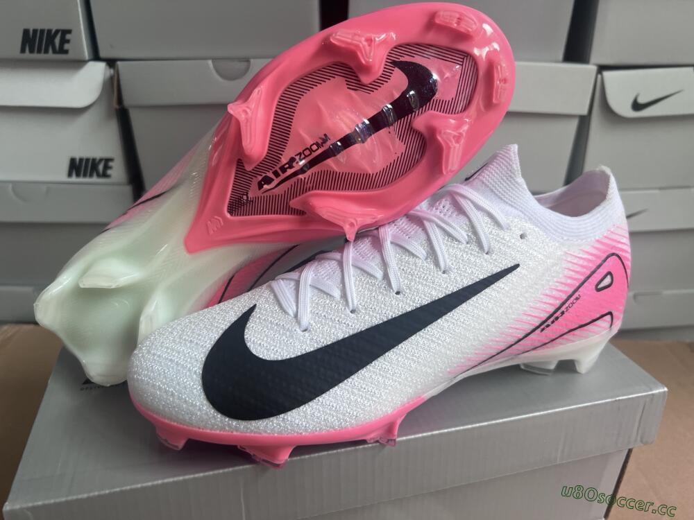 Men's Nike Air Zoom Mercurial Vapor 16 Elite FG Firm Ground Low-Tops Football Boots - White/Black/Pink