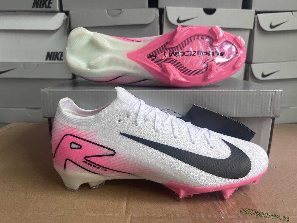 Men's Nike Air Zoom Mercurial Vapor 16 Elite FG Firm Ground Low-Tops Football Boots - White/Black/Pink