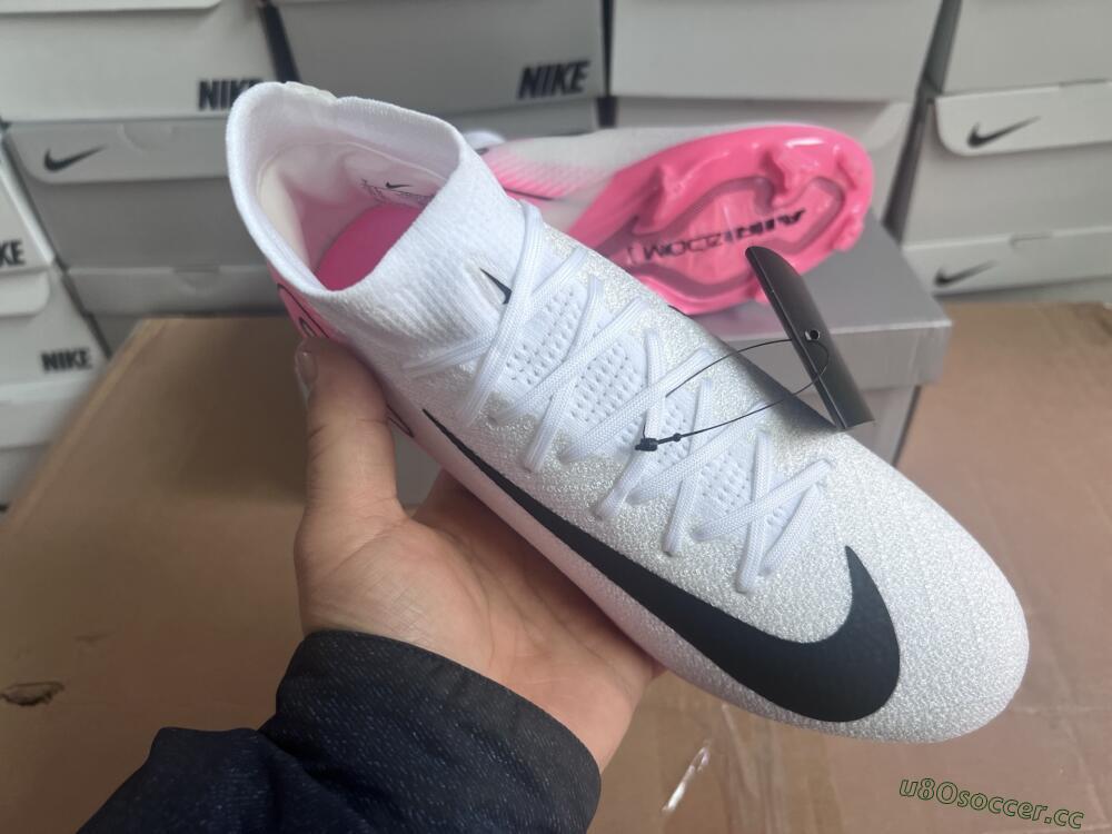Unisex Nike Air Zoom Mercurial Superfly 10 Elite FG Firm Ground High-Tops Football Boots - White/Black/Pink