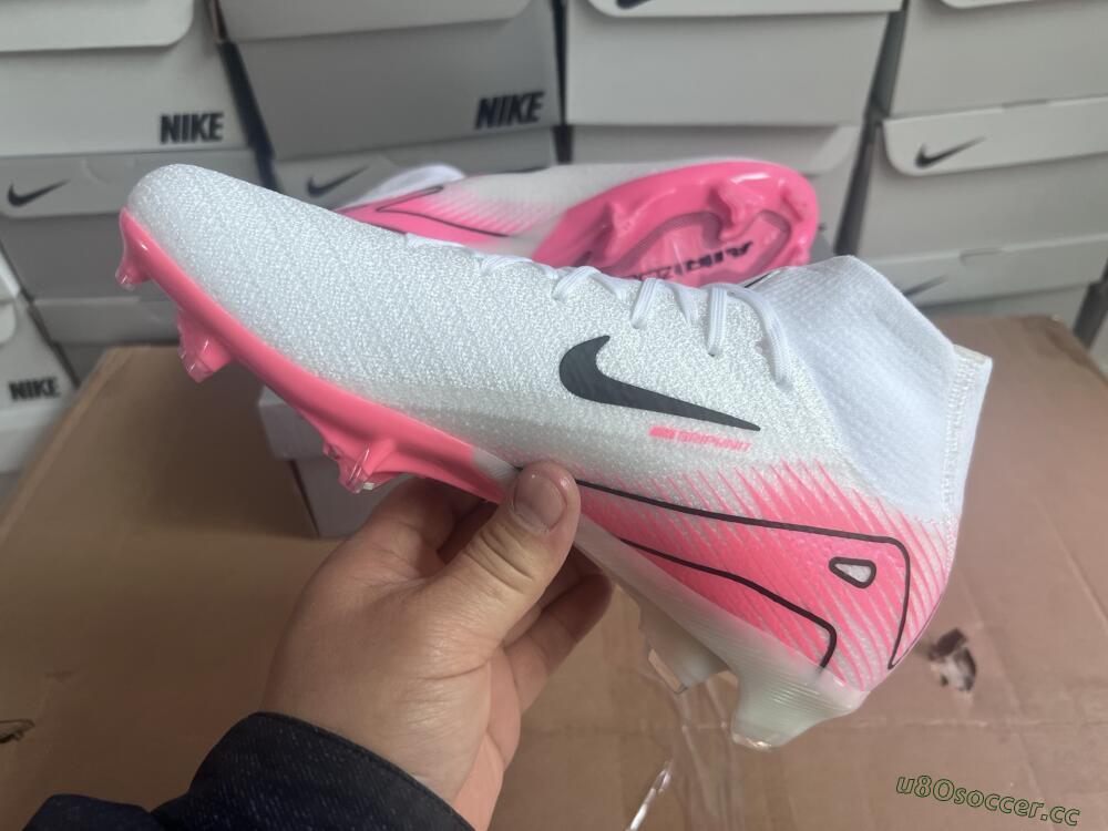 Unisex Nike Air Zoom Mercurial Superfly 10 Elite FG Firm Ground High-Tops Football Boots - White/Black/Pink