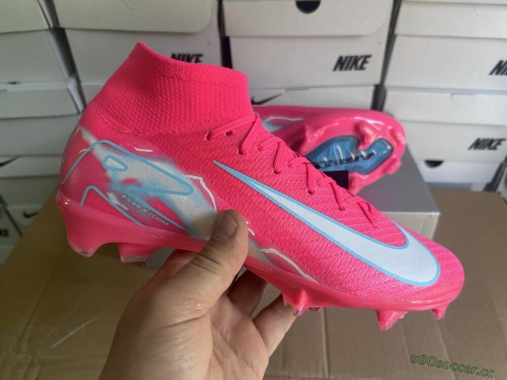 Unisex Nike Air Zoom Mercurial Superfly 10 Elite FG Firm Ground High-Tops Football Boots - Red/Silver/Blue