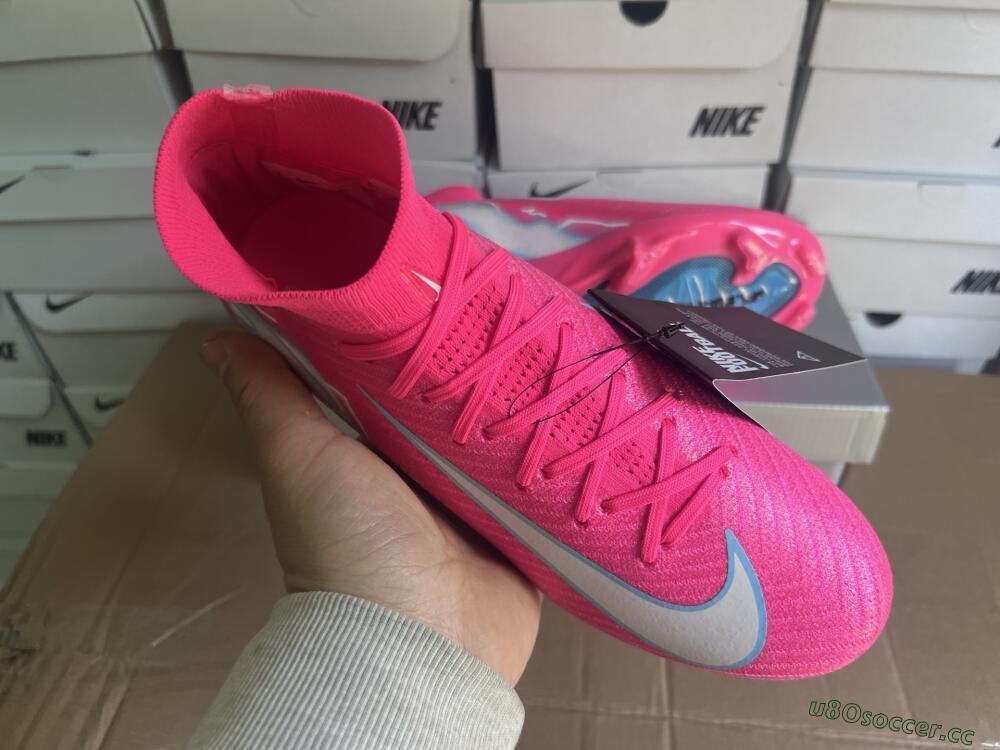 Unisex Nike Air Zoom Mercurial Superfly 10 Elite FG Firm Ground High-Tops Football Boots - Red/Silver/Blue