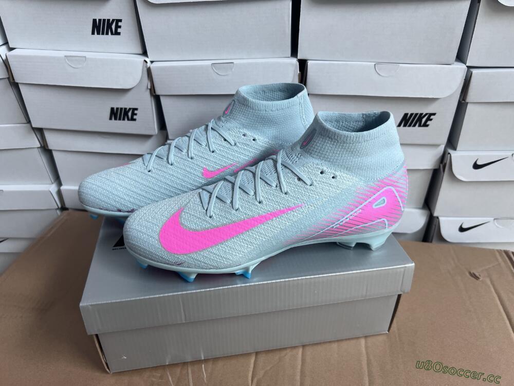 Men's Nike Air Zoom Mercurial Superfly 10 Elite FG Firm Ground High-Tops Football Boots - Jade/Pink/Silver