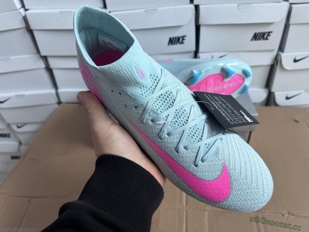 Men's Nike Air Zoom Mercurial Superfly 10 Elite FG Firm Ground High-Tops Football Boots - Jade/Pink/Silver