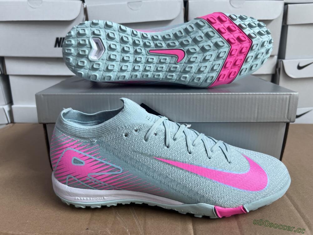 Men's Nike Air Zoom Mercurial Vapor 16 Elite TF Artificial Turf Low-Tops Football Shoes - Jade/Pink/Silver
