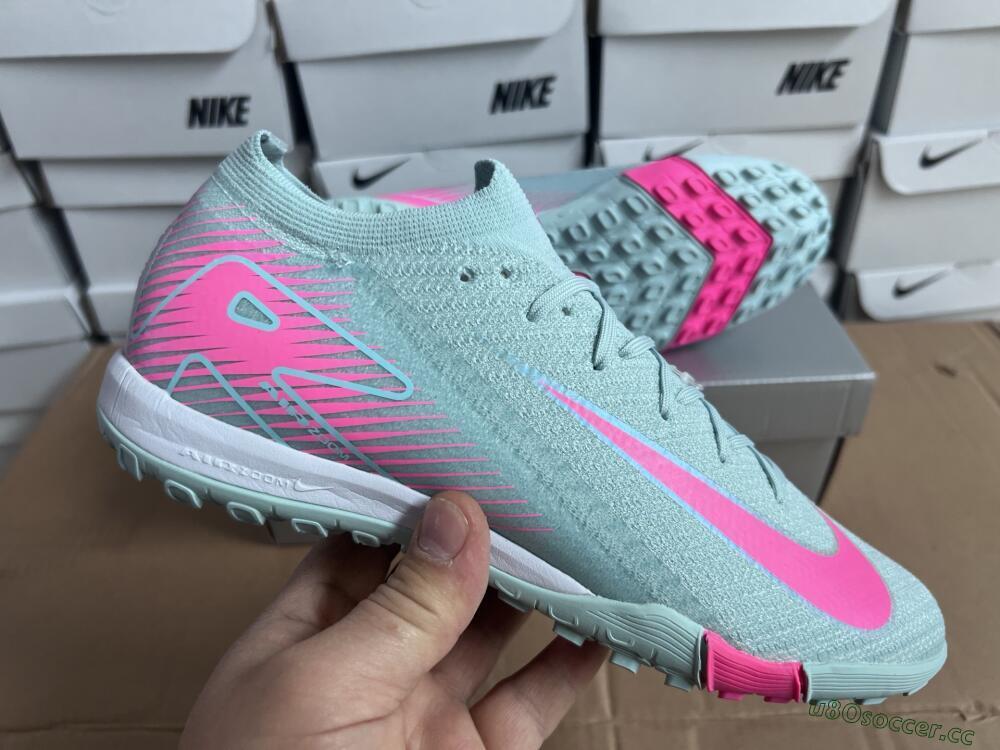 Men's Nike Air Zoom Mercurial Vapor 16 Elite TF Artificial Turf Low-Tops Football Shoes - Jade/Pink/Silver