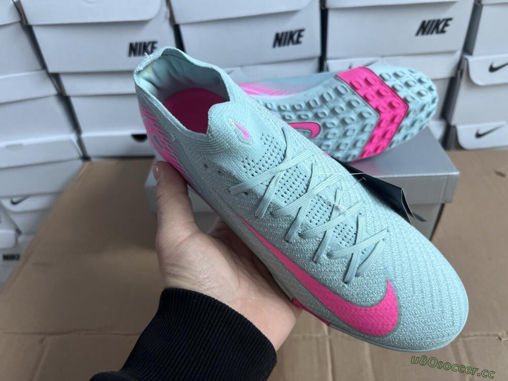 Men's Nike Air Zoom Mercurial Vapor 16 Elite TF Artificial Turf Low-Tops Football Shoes - Jade/Pink/Silver