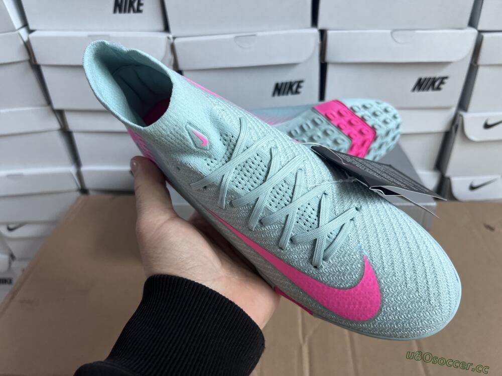 Men's Nike Air Zoom Mercurial Superfly 10 Elite TF Artificial Turf High-Tops Football Shoes - Jade/Pink/White