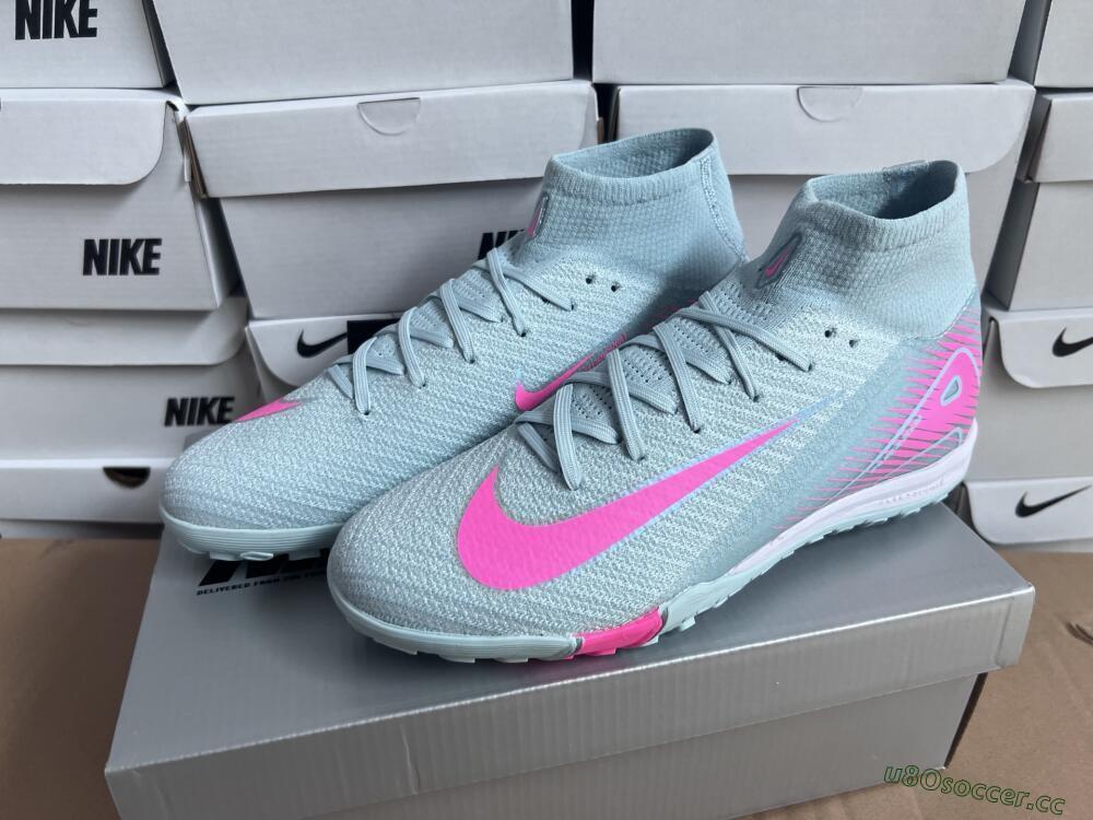Men's Nike Air Zoom Mercurial Superfly 10 Elite TF Artificial Turf High-Tops Football Shoes - Jade/Pink/White