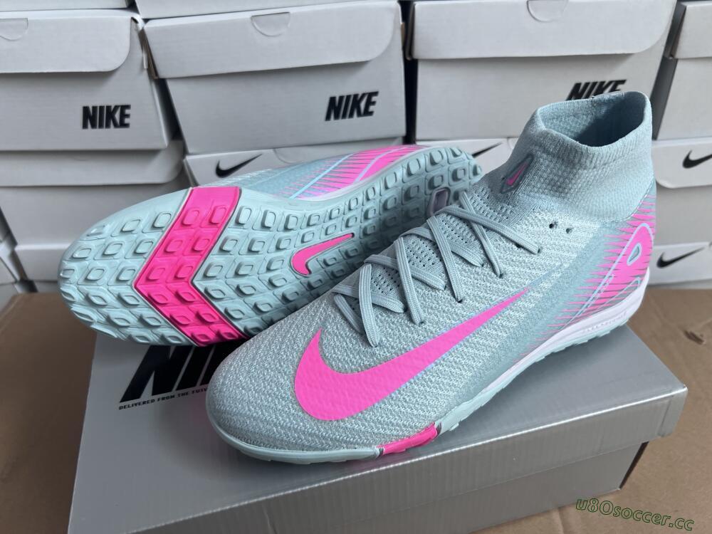Men's Nike Air Zoom Mercurial Superfly 10 Elite TF Artificial Turf High-Tops Football Shoes - Jade/Pink/White