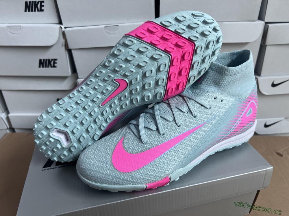 Men's Nike Air Zoom Mercurial Superfly 10 Elite TF Artificial Turf High-Tops Football Shoes - Jade/Pink/White