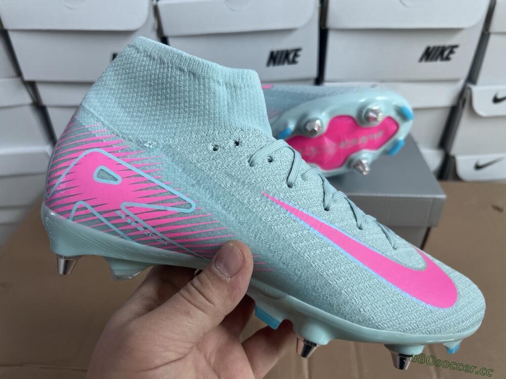 Men's Nike Air Zoom Mercurial Superfly 10 Elite SG Soft Ground High-Tops Football Boots - Jade/Pink