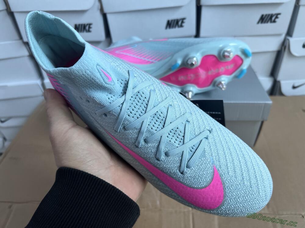 Men's Nike Air Zoom Mercurial Superfly 10 Elite SG Soft Ground High-Tops Football Boots - Jade/Pink