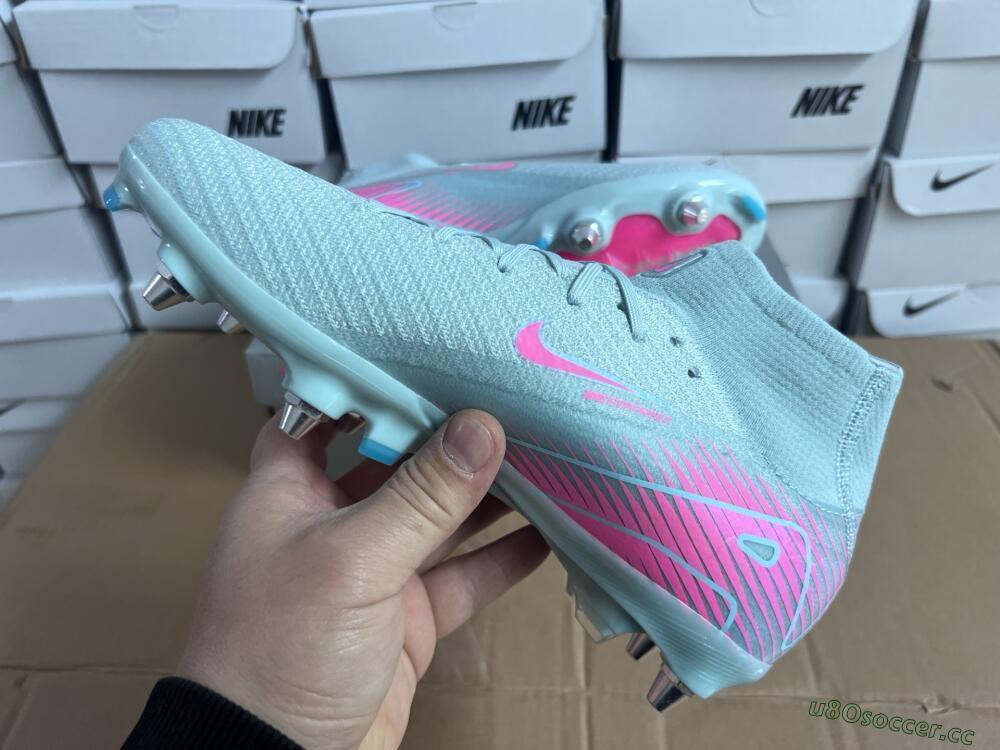 Men's Nike Air Zoom Mercurial Superfly 10 Elite SG Soft Ground High-Tops Football Boots - Jade/Pink