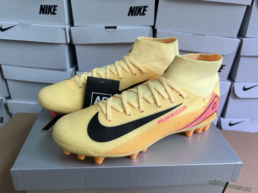 Unisex Nike Air Zoom Mercurial Superfly 10 Academy AG Artificial Grass High-Tops Football Boots - Yellow/Black/Red