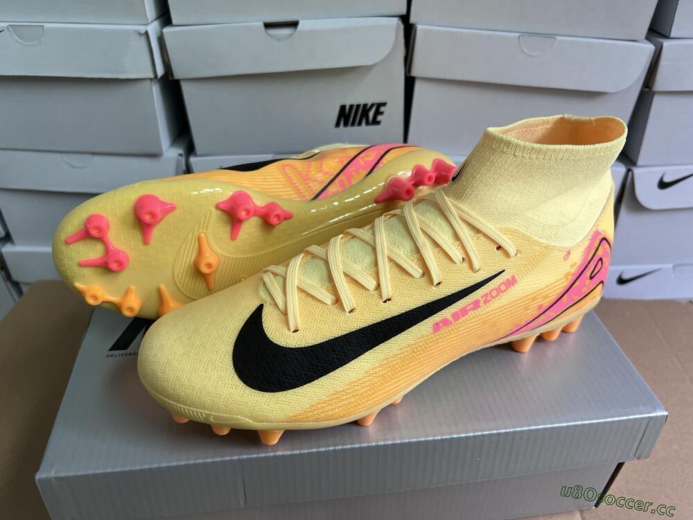 Unisex Nike Air Zoom Mercurial Superfly 10 Academy AG Artificial Grass High-Tops Football Boots - Yellow/Black/Red