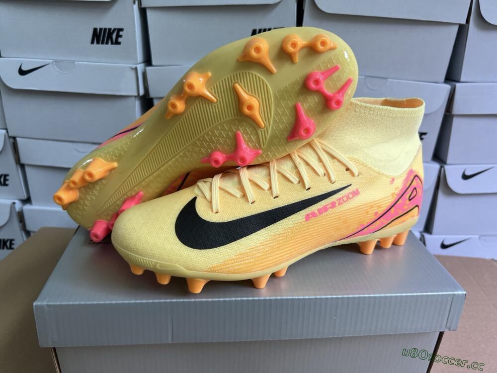 Unisex Nike Air Zoom Mercurial Superfly 10 Academy AG Artificial Grass High-Tops Football Boots - Yellow/Black/Red