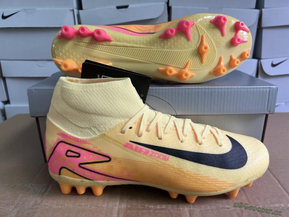 Unisex Nike Air Zoom Mercurial Superfly 10 Academy AG Artificial Grass High-Tops Football Boots - Yellow/Black/Red