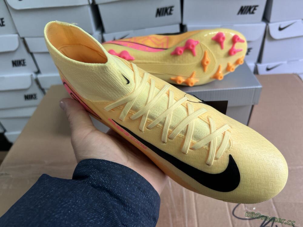 Unisex Nike Air Zoom Mercurial Superfly 10 Academy AG Artificial Grass High-Tops Football Boots - Yellow/Black/Red