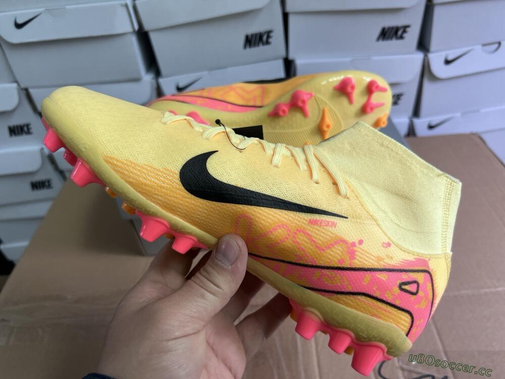 Unisex Nike Air Zoom Mercurial Superfly 10 Academy AG Artificial Grass High-Tops Football Boots - Yellow/Black/Red