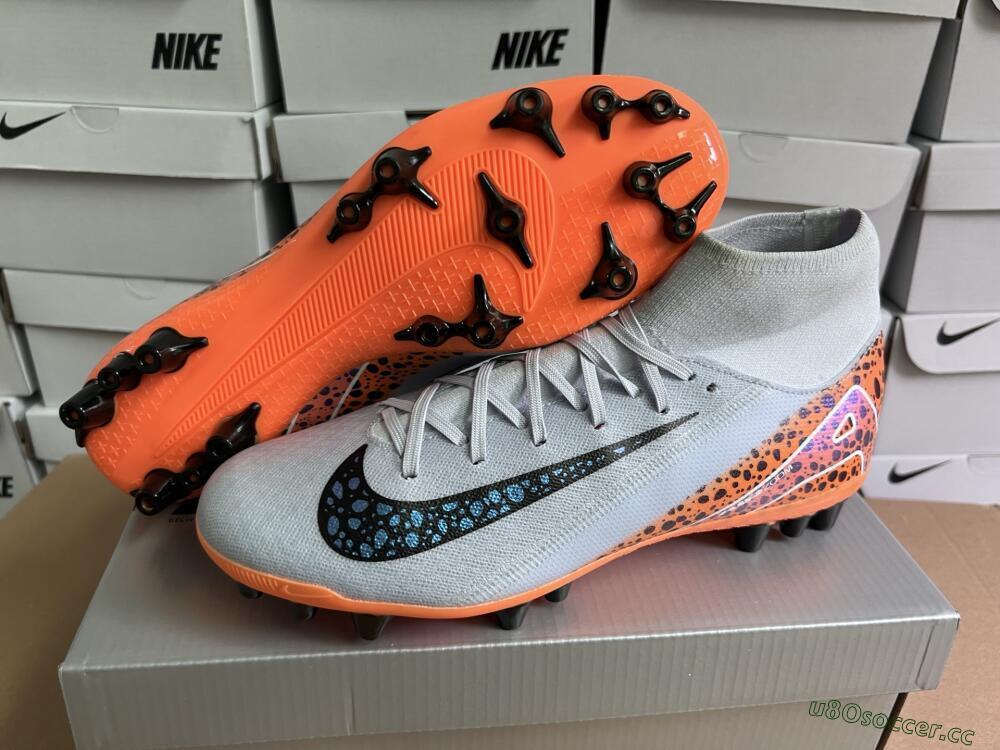 Unisex Nike Air Zoom Mercurial Superfly 10 Elite AG Artificial Grass High-Tops Football Boots - Grey/Black/Leopard