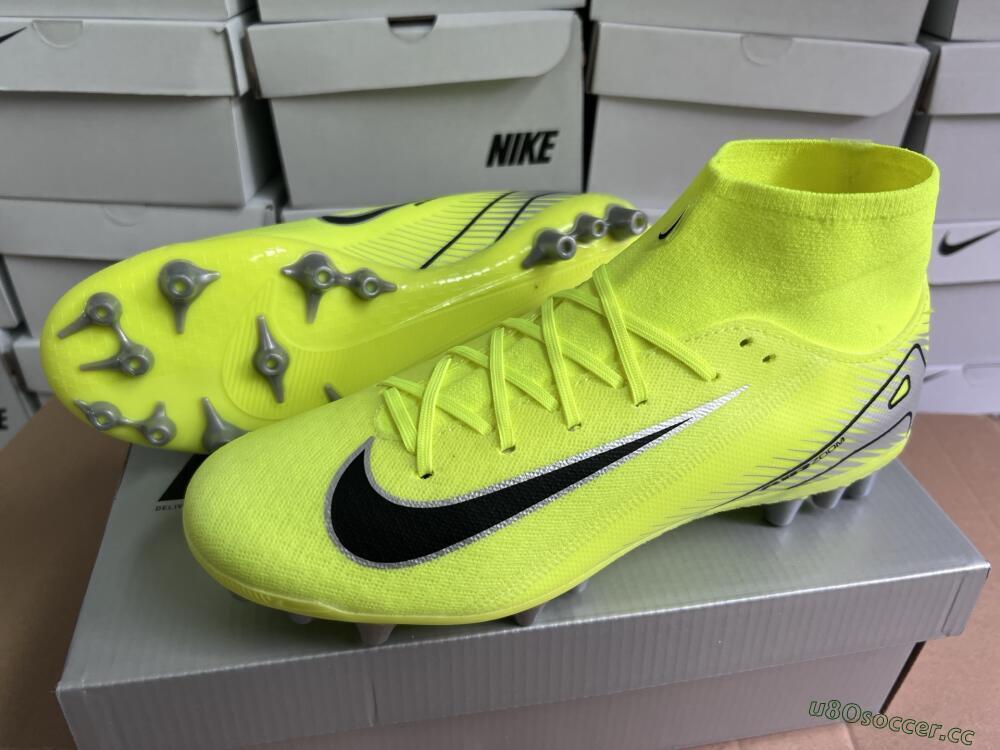 Men's Nike Air Zoom Mercurial Superfly 10 Academy AG Artificial Grass High-Tops Football Boots - Yellow/Black/Silver