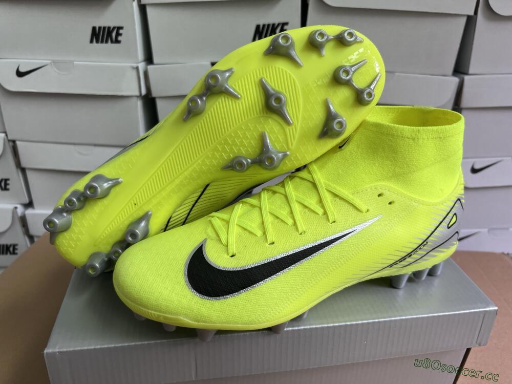 Men's Nike Air Zoom Mercurial Superfly 10 Academy AG Artificial Grass High-Tops Football Boots - Yellow/Black/Silver