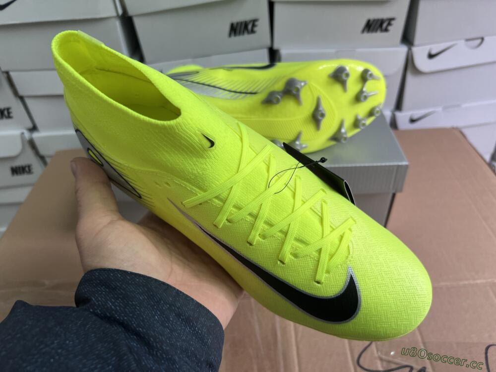 Men's Nike Air Zoom Mercurial Superfly 10 Academy AG Artificial Grass High-Tops Football Boots - Yellow/Black/Silver