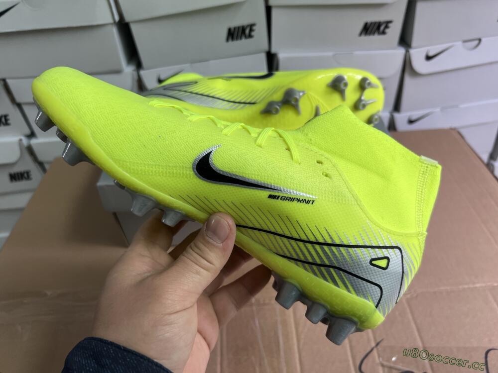 Men's Nike Air Zoom Mercurial Superfly 10 Academy AG Artificial Grass High-Tops Football Boots - Yellow/Black/Silver