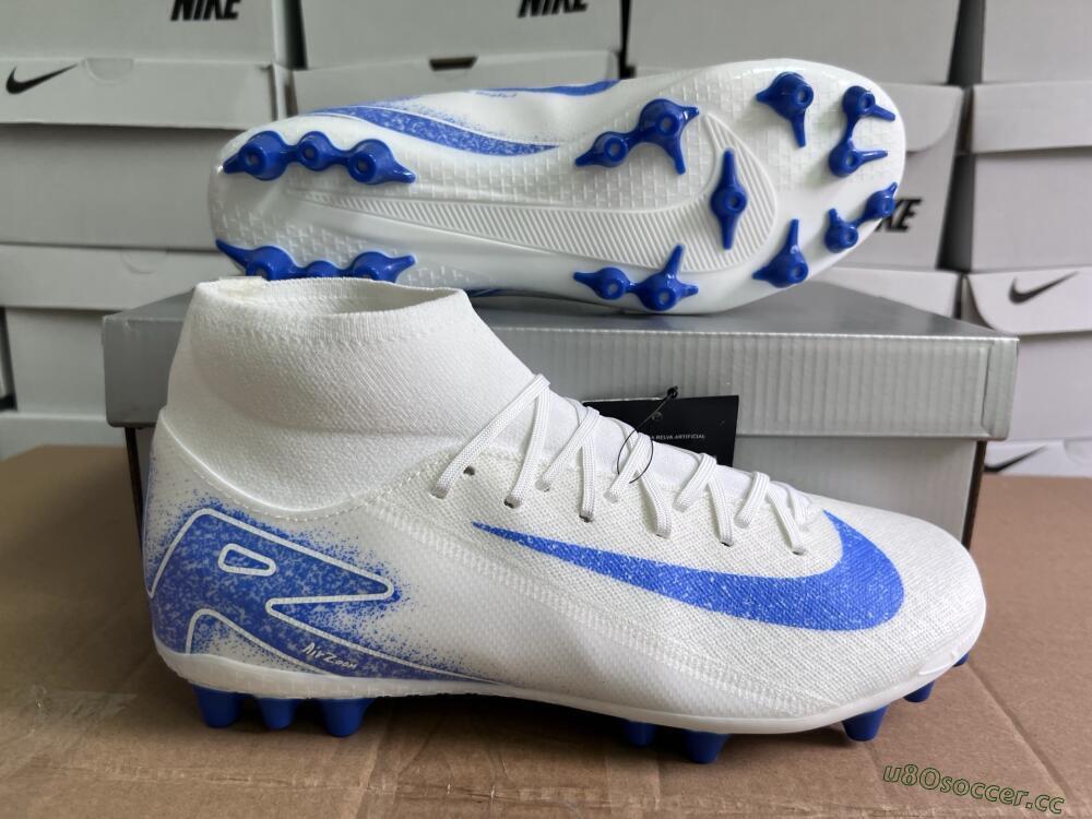 Unisex Nike Air Zoom Mercurial Superfly 10 Elite AG Artificial Grass High-Tops Football Boots - Beige/White/Blue