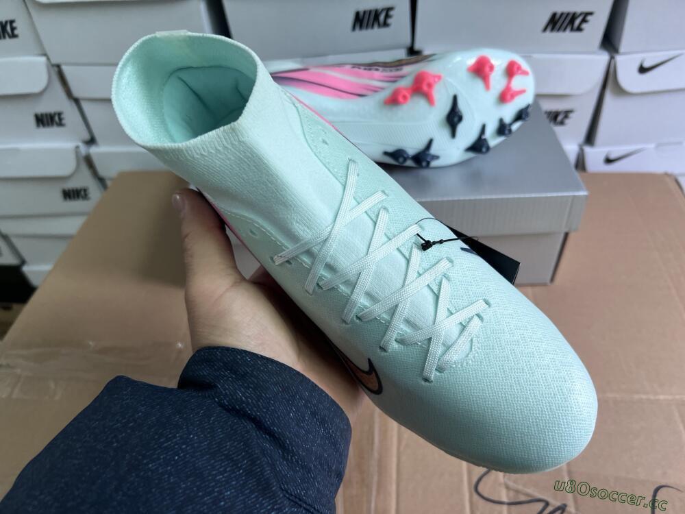 Unisex Nike Air Zoom Mercurial Superfly 10 Elite AG Artificial Grass High-Tops Football Boots - Jade/Gold/Pink