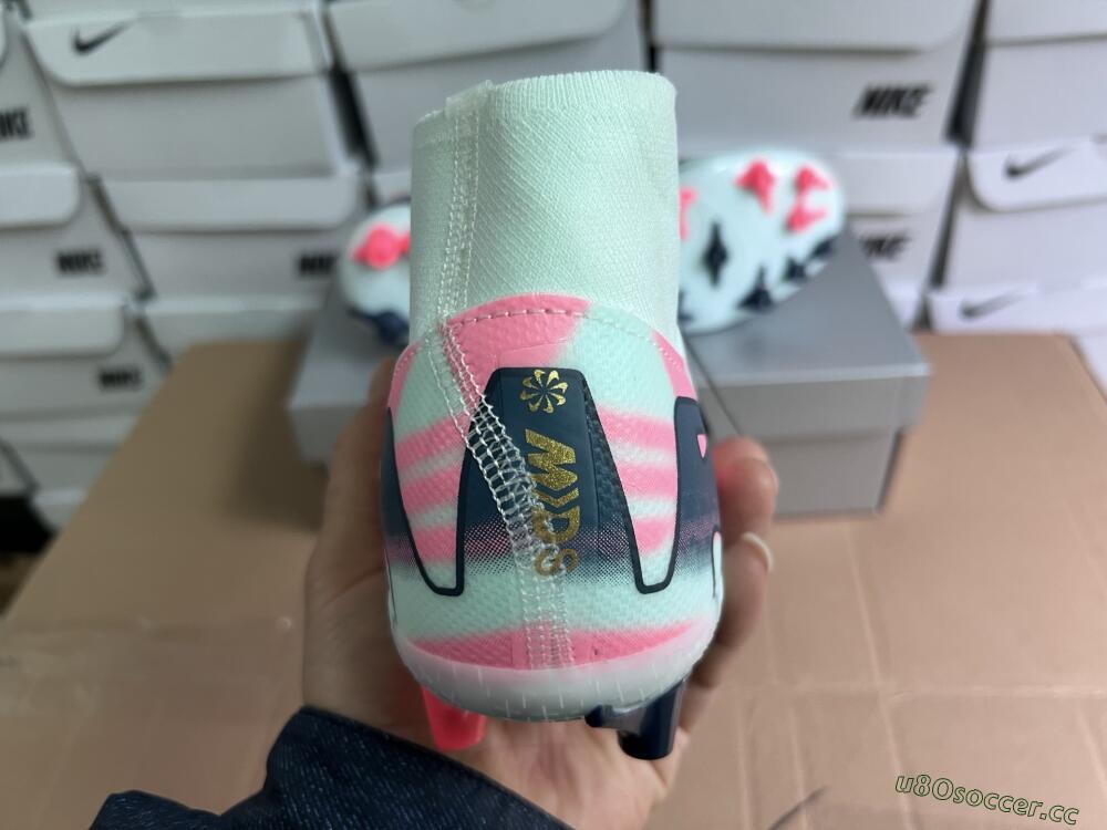 Unisex Nike Air Zoom Mercurial Superfly 10 Elite AG Artificial Grass High-Tops Football Boots - Jade/Gold/Pink