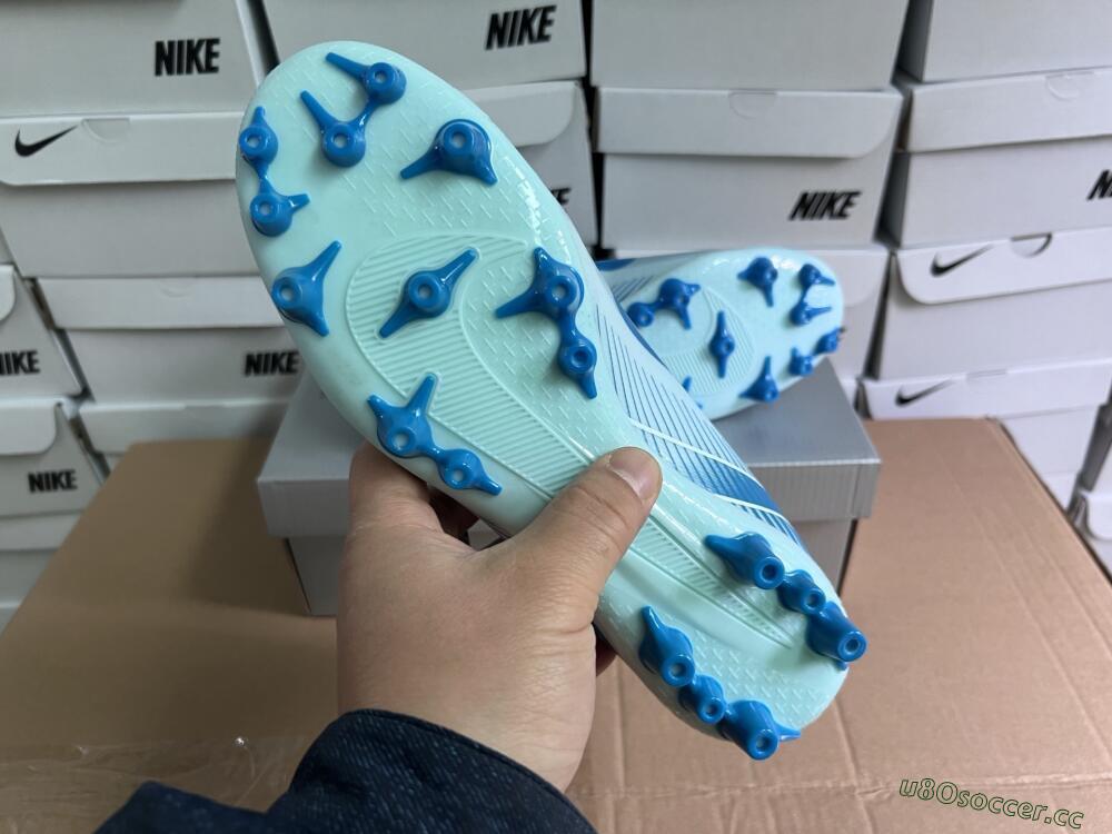Men's Nike Air Zoom Mercurial Superfly 10 Academy AG Artificial Grass High-Tops Football Boots - Jade/Blue/White