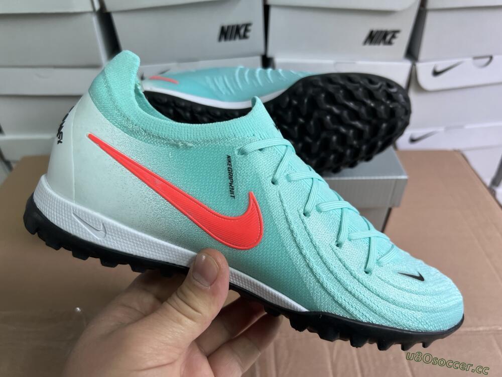 Unisex Nike Phantom Luna Elite TF Artificial Turf Low-Tops Football Shoes - Jade/Red/White