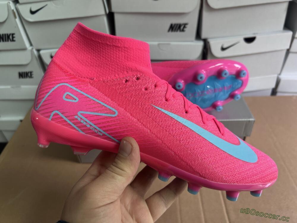 Unisex Nike Air Zoom Mercurial Superfly 10 Elite AG Artificial Grass High-Tops Football Boots - Pink/Jade