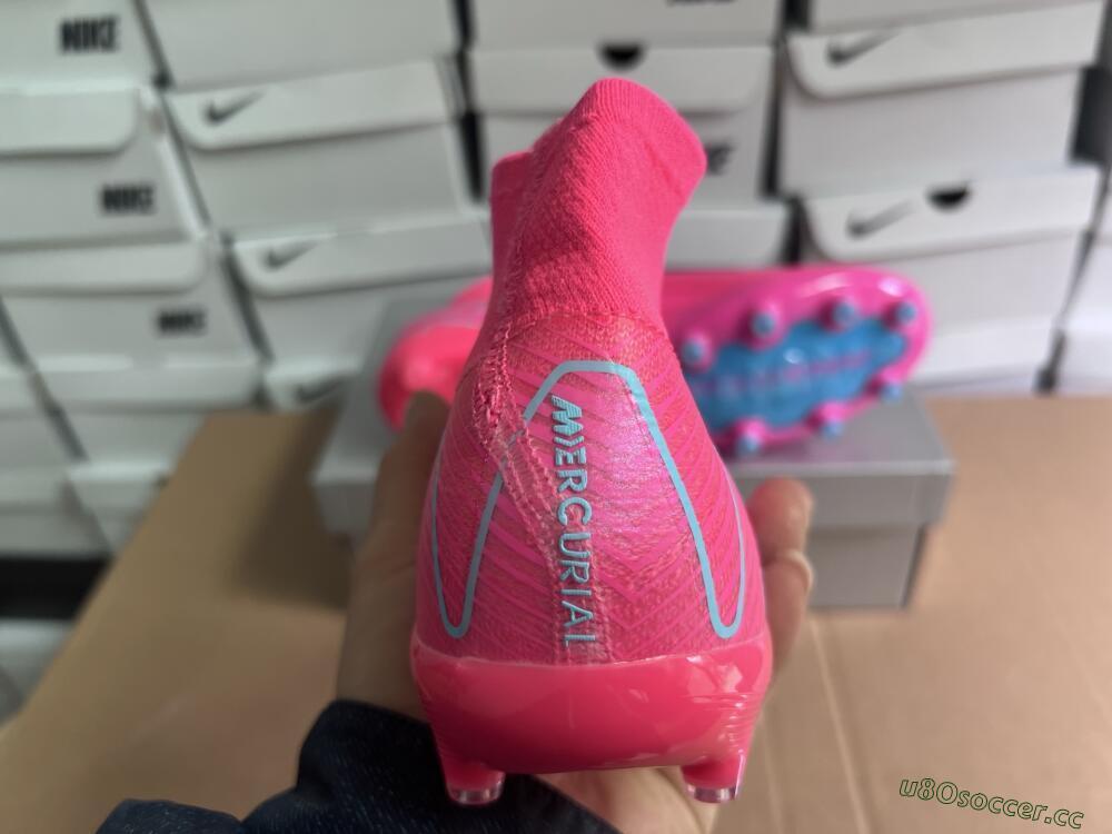 Unisex Nike Air Zoom Mercurial Superfly 10 Elite AG Artificial Grass High-Tops Football Boots - Pink/Jade