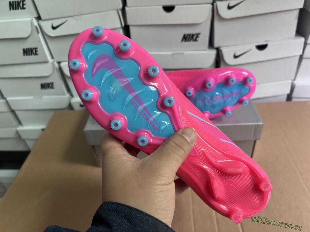 Unisex Nike Air Zoom Mercurial Superfly 10 Elite AG Artificial Grass High-Tops Football Boots - Pink/Jade