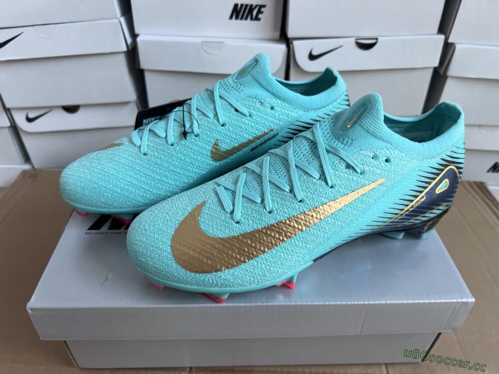 Unisex Nike Air Zoom Mercurial Vapor 16 Elite FG Firm Ground Low-Tops Football Boots - Jade/Gold/Blue