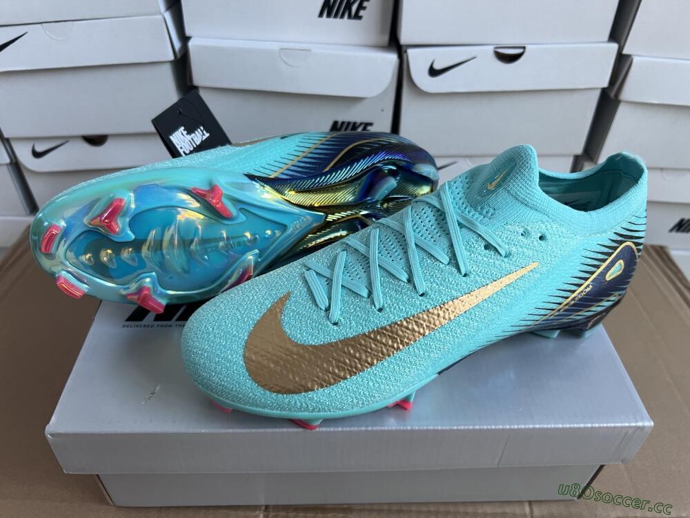 Unisex Nike Air Zoom Mercurial Vapor 16 Elite FG Firm Ground Low-Tops Football Boots - Jade/Gold/Blue