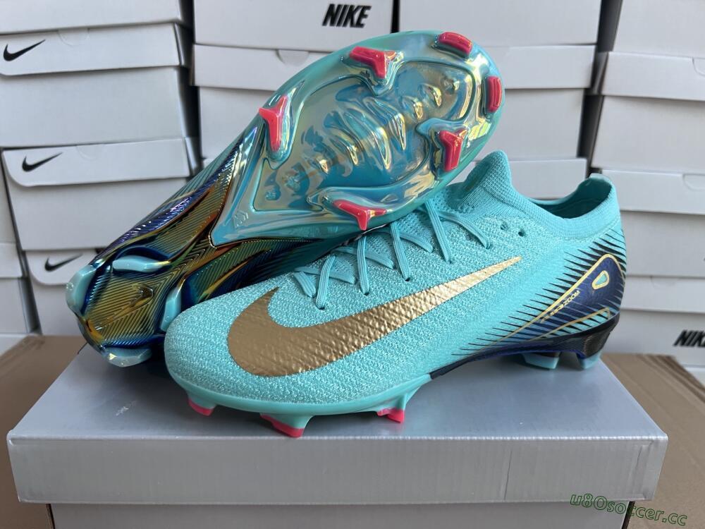Unisex Nike Air Zoom Mercurial Vapor 16 Elite FG Firm Ground Low-Tops Football Boots - Jade/Gold/Blue