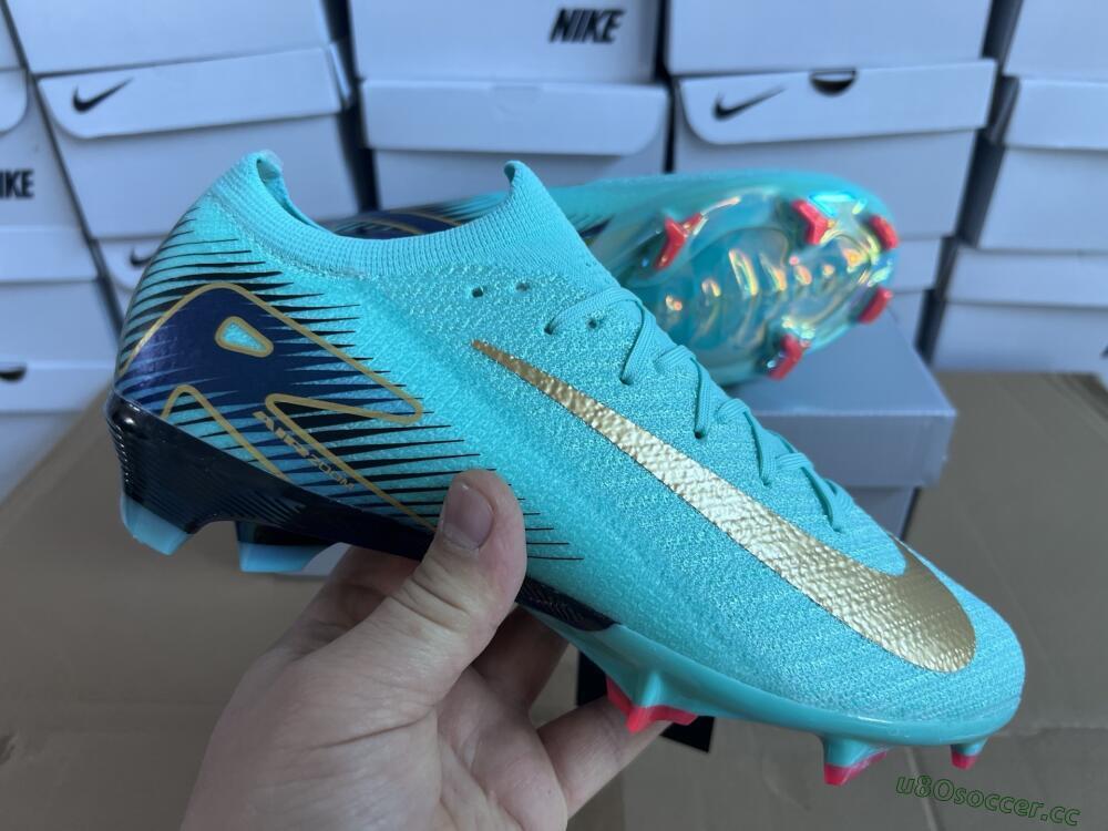 Unisex Nike Air Zoom Mercurial Vapor 16 Elite FG Firm Ground Low-Tops Football Boots - Jade/Gold/Blue