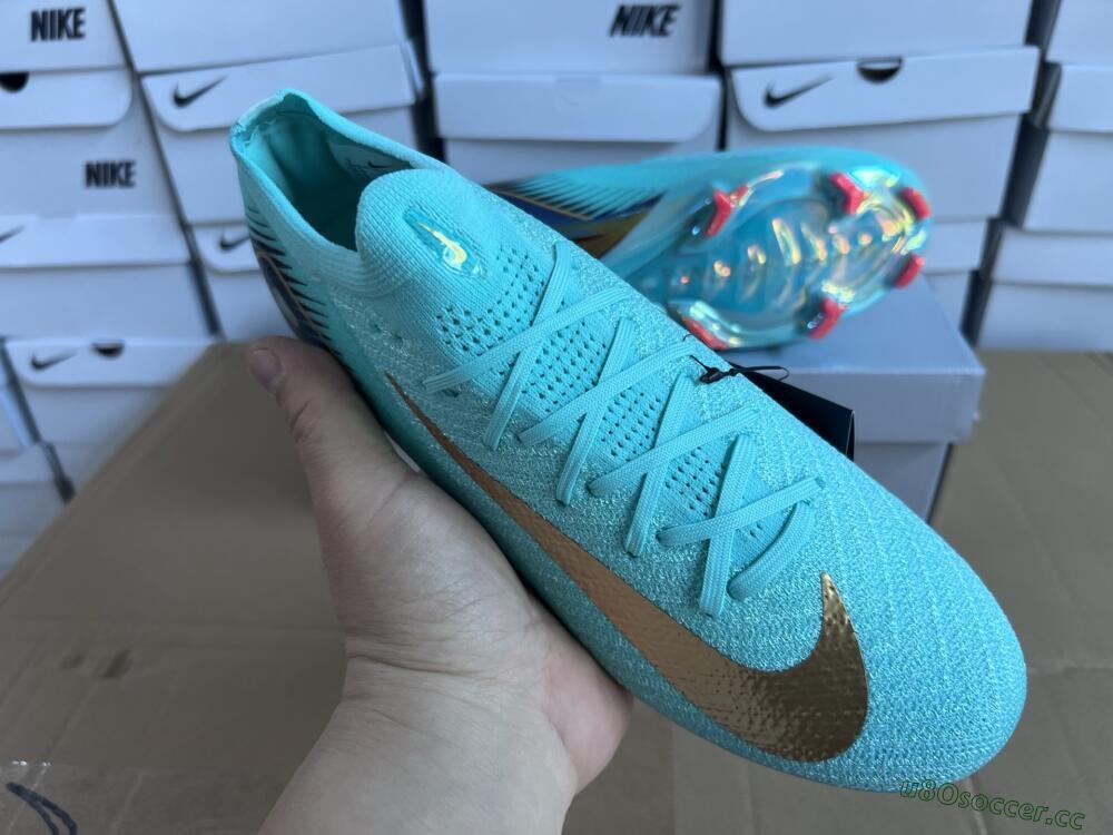 Unisex Nike Air Zoom Mercurial Vapor 16 Elite FG Firm Ground Low-Tops Football Boots - Jade/Gold/Blue