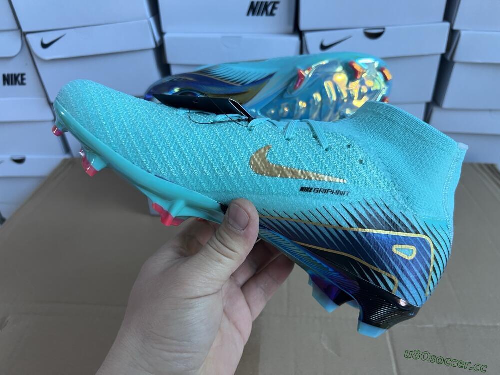 Unisex Nike Air Zoom Mercurial Superfly 10 Elite FG Firm Ground High-Tops Football Boots - Jade/Gold/Blue