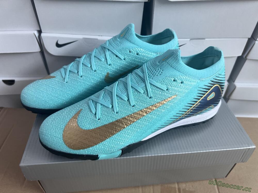 Unisex Nike Air Zoom Mercurial Vapor 16 Elite TF Artificial Turf Low-Tops Football Shoes - Jade/Gold/Blue