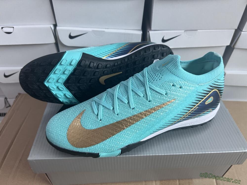 Unisex Nike Air Zoom Mercurial Vapor 16 Elite TF Artificial Turf Low-Tops Football Shoes - Jade/Gold/Blue